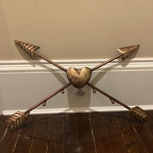 Brassy Gold Arrow Heart Coat Hangers